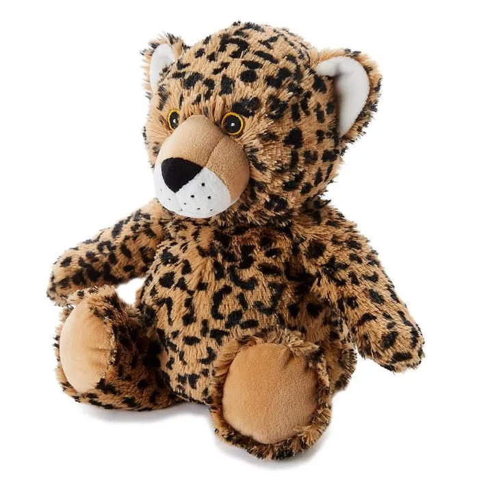 Bouillotte chauffante micro-ondes à graines avec housse peluche - Léopard marron - Warmies-1