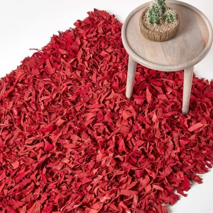 Tapis Shaggy Cuir Dallas Rouge 150 x 240 cm-0