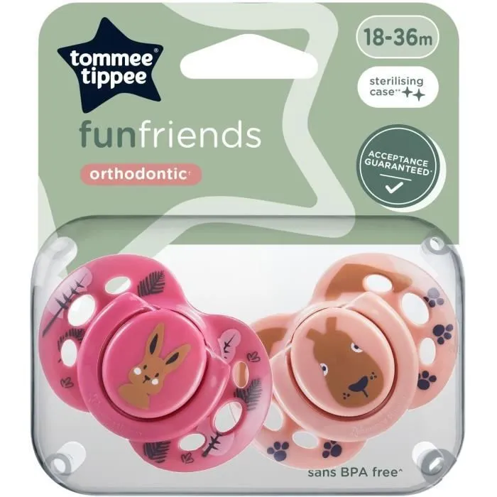 Sucette - TOMMEE TIPPEE - FUN - 18-36 mois - Lot de 2 sucettes symétriques sans BPA - Capsule de stérilisation réutilisable-4