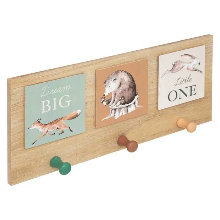Patère enfant - Atmosphera - Forêt - Bois MDF - Multicolore - 3 crochets-0