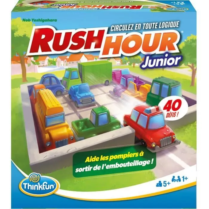 ThinkFun-Rush Hour Junior-Jeu de logique-Casse-tête-Embouteillage-40 défis 4 niveaux-1 Joueur ou plus dès 5 ans-Ravensburger-76604-0