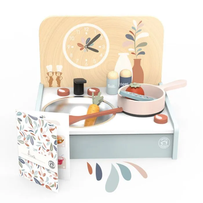 Mini cuisine enfant avec 8 accessoires - Bois FSC - Speedy Monkey-0