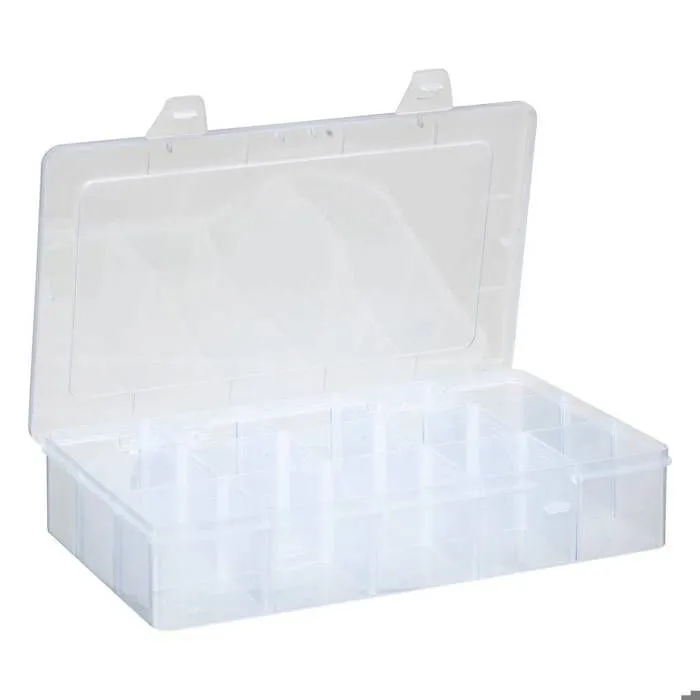 Boite de rangement - Transparent - 14 compartiments - 27x18x4cm-3