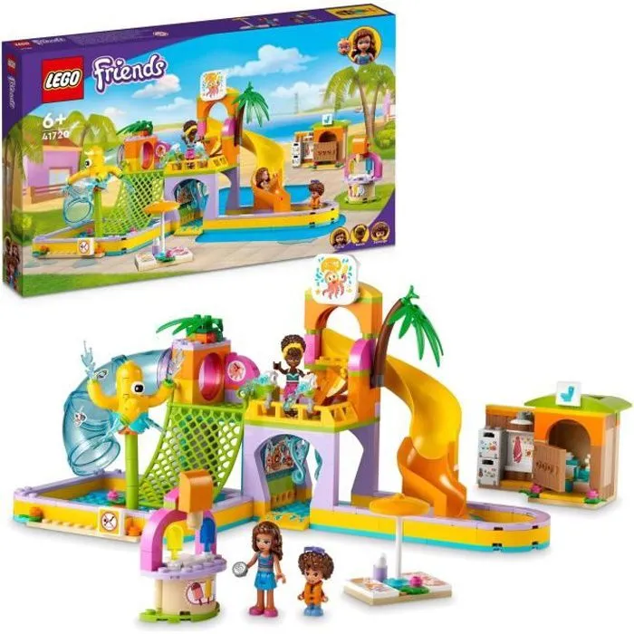 LEGO® 41720 Friends Le Parc Aquatique, Jouet d'Été à Construire pour Enfants de 6 Ans, avec Mini-Poupées, Toboggans et Aquarium-0