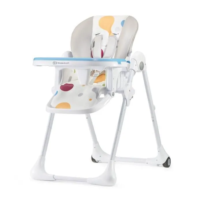 Chaise haute bébé YUMMY - KINDERKRAFT - Multicolore - Réglable - Tablette amovible - Roulettes-2