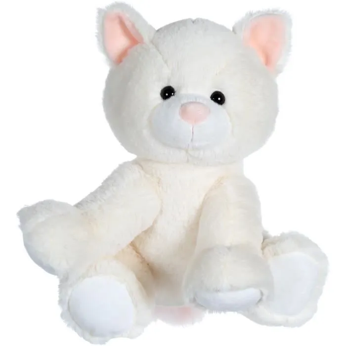 Peluche chat en peluche GIPSY Les amis floppy 30 cm - blanc et rose - dès la naissance-1