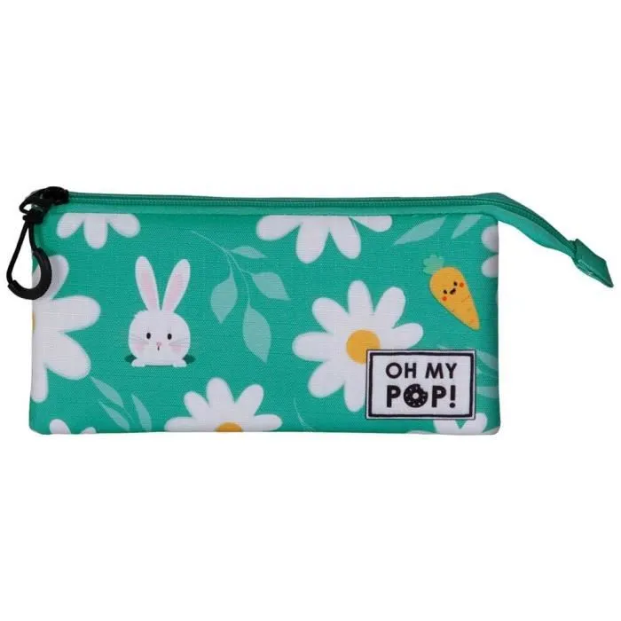 Trousse Triple - OH MY POP! Blooming - Turquoise - Ripstop - Zippée - 8,00 x 23,00 x 11,00 cm-1