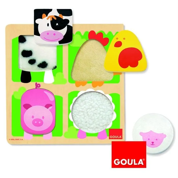 Puzzle en bois éducatif - GOULA - Animaux - 4 pièces - Mixte - A partir de 12 mois-0