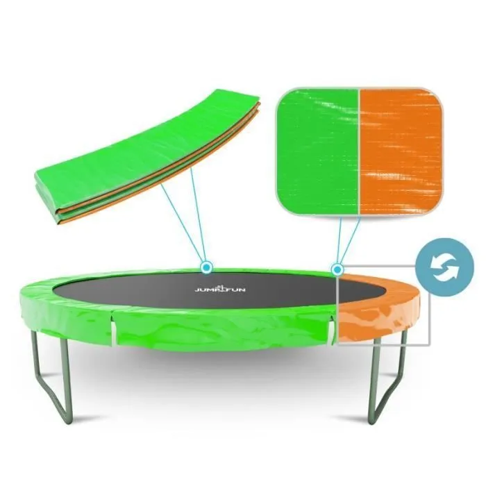 Coussin de protection des ressorts pour Trampoline JUMP4FUN - ø185cm - Réversible Orange/Vert - Montage facile-1