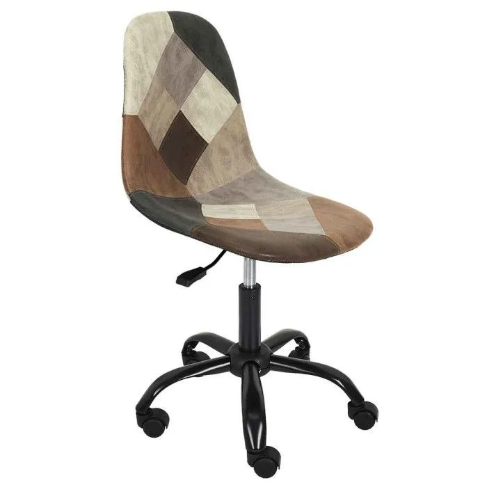 Chaise de Bureau "Patchwork" 78cm Marron & Noir-0