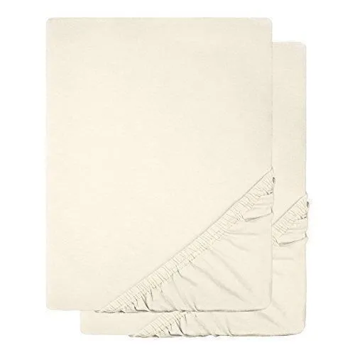 Draps housse - Celinatex - 3414 - 2 pièces - 90x200 cm - Jersey coton stretch naturel-0