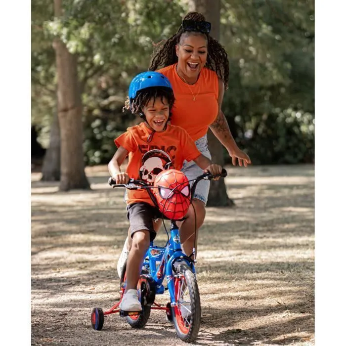 Vélo Enfant Marvel - Spiderman - Roues 14" - Age 4 à 6 ans - 2 Freins - Stabilisateurs - Garde-Boue - Bleu - Produit HUFFY-2