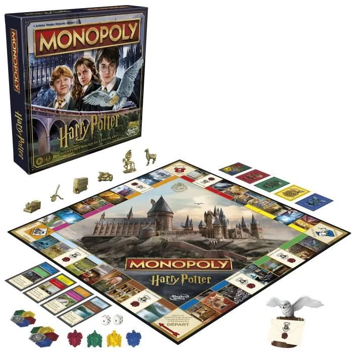 Monopoly Harry Potter édition, Jeu de société de plateau, Aventures magiques à Poudlard, dès 8 ans, 2 à 6 joueurs-0