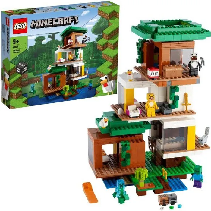LEGO® 21174 Minecraft™ La cabane moderne dans l’arbre – Jouet Maison de Poupée pour Filles et Garçons, Modèle de Collection avec Fig-0