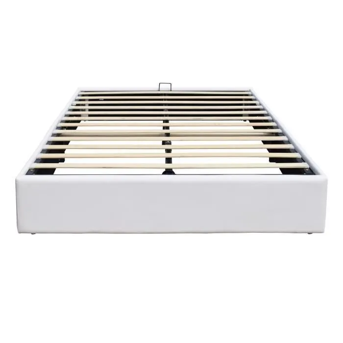 Lit Coffre - LORIS - 120x190 cm - Blanc - Design Contemporain - Sommier Inclus-3