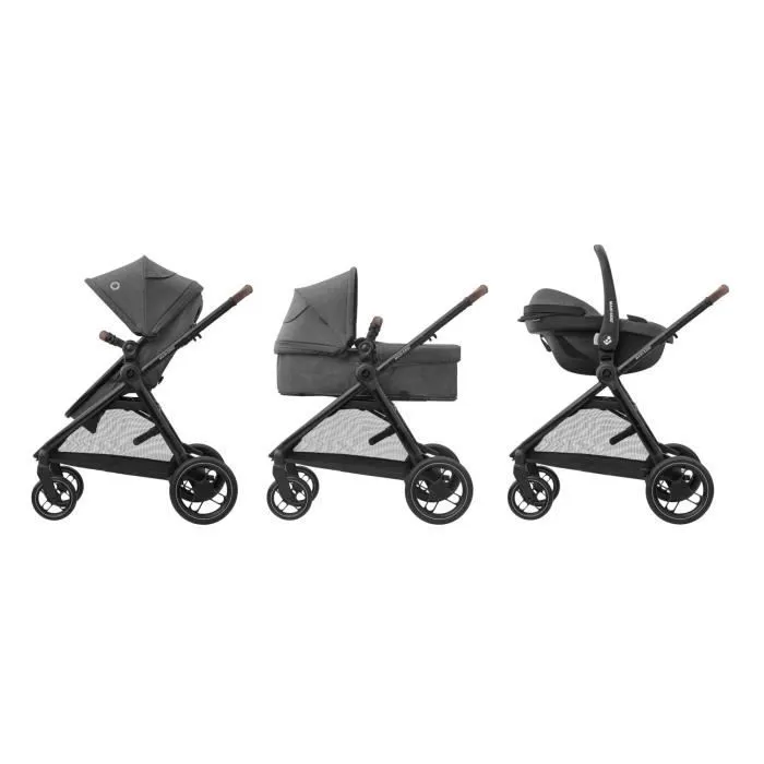 MAXI-COSI Poussette 3 en 1 ZeliaS iSize-Nacelle+Siège auto Cabriofix S iSize+Sac à langer+habillage pluie.De naissance jusqu'à 22Kg-1
