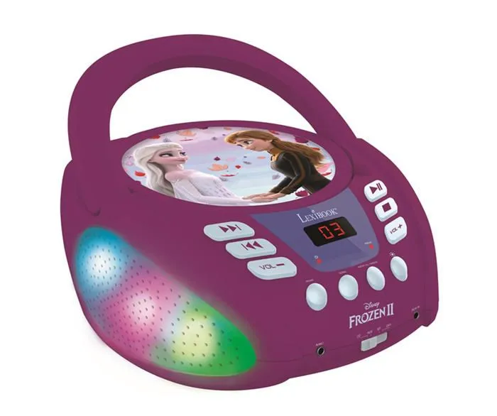 Lecteur CD Bluetooth La Reine des Neiges avec Effets Lumineux - LEXIBOOK - Transportable - Karaoké - Bleu-3