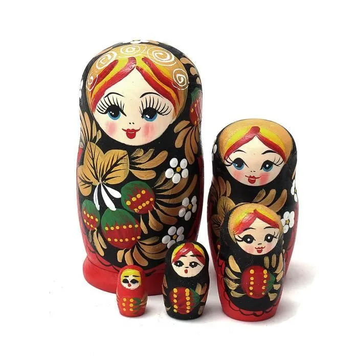 5PCS Poupées Russes Matriochkas En Bois Peints Manuelles Jouet Cadeau Noël-1