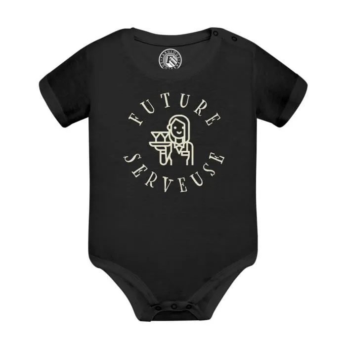 Body Bébé Manche Courte Noir Future Serveuse Métier Service Restaurant Bar-0