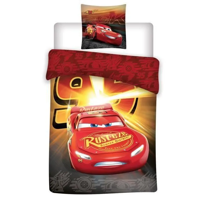 Parure de lit - DISNEY - Cars - Housse de couette 140x200 cm - Taie d'oreiller 63x63 cm - Multicolore-0