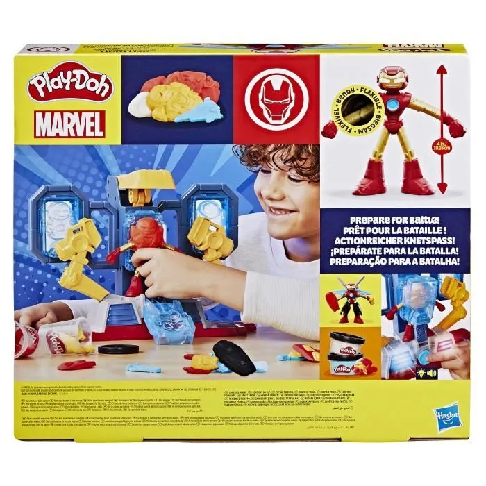 Play-Doh Iron Man Fabrique d'armures, coffret avec figurine Iron Man et pâte à modeler, dès 4 ans, Marvel-3