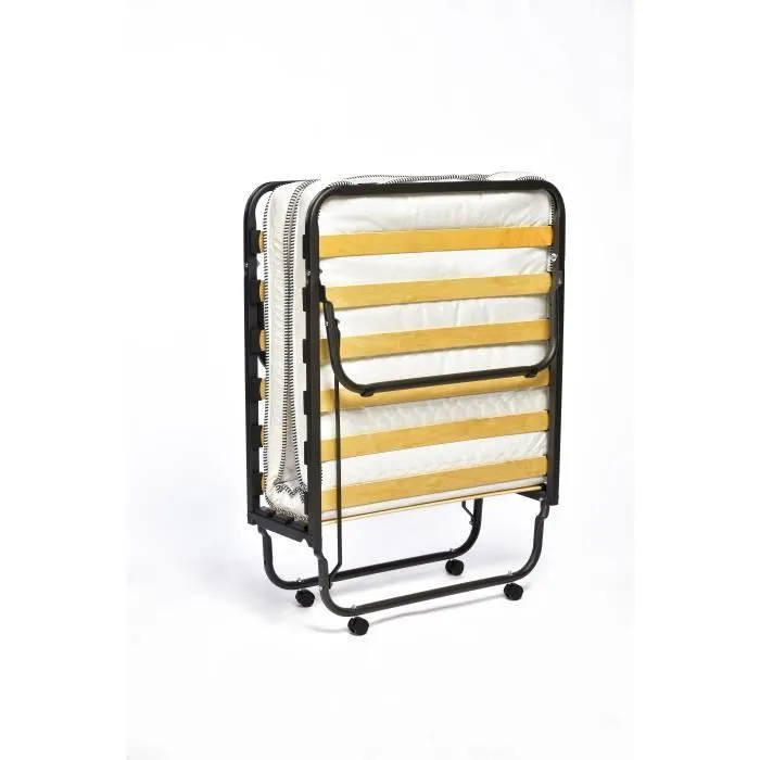 Lit d'appoint pliant 80x200 cm avec structure en métal robuste lit rabattable jusqu'à 120 kg avec memory foam matelas h. 11 cm, 80 x-0