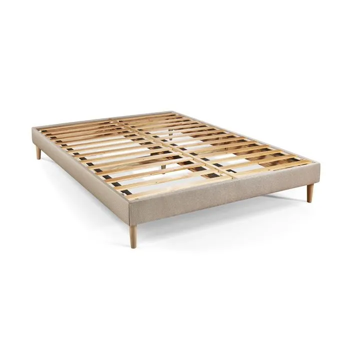 Pack matelas LE DOUILLET 140x190cm Mémoire de forme BioVisco + sommier kit Beige + 2 oreillers + couette-4