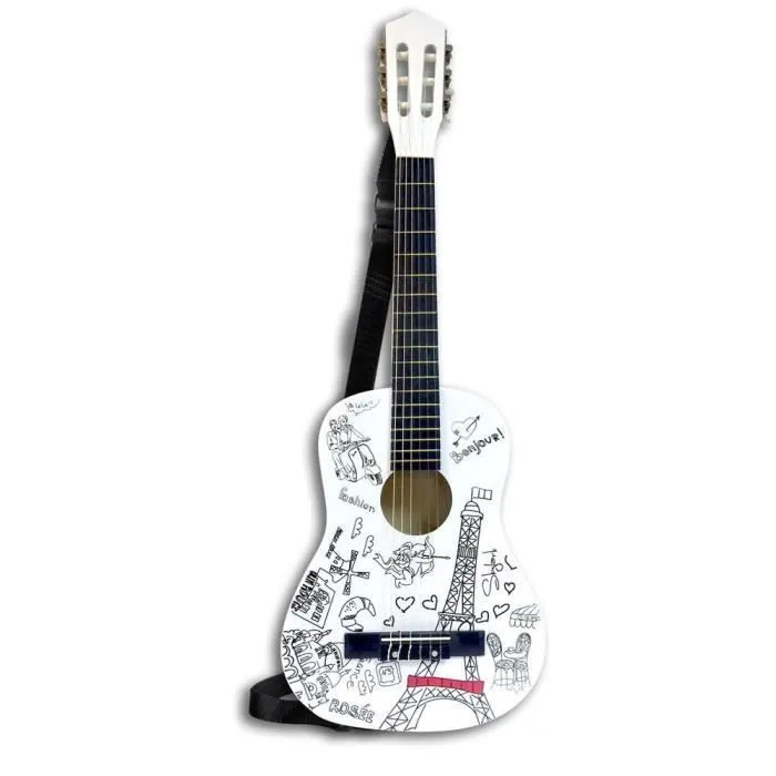 BONTEMPI Guitare en bois de 85 cm décor Paris-1
