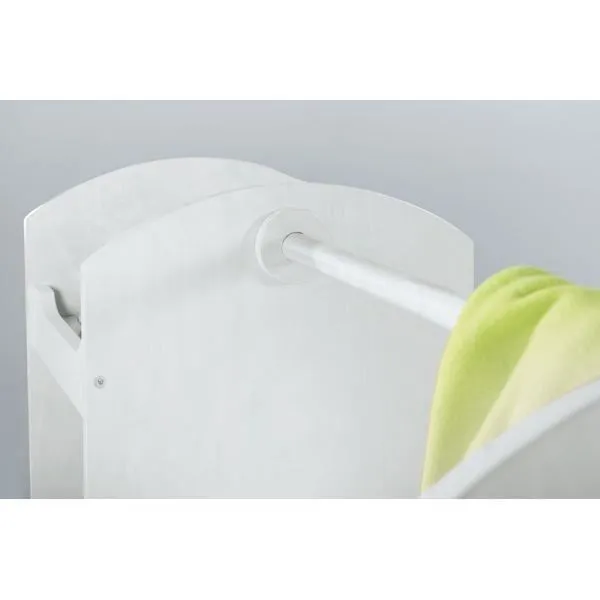 Porte Manteau Bébé avec Penderie - Étagères et Miroir - Bois Blanc laqué - ROBA-3