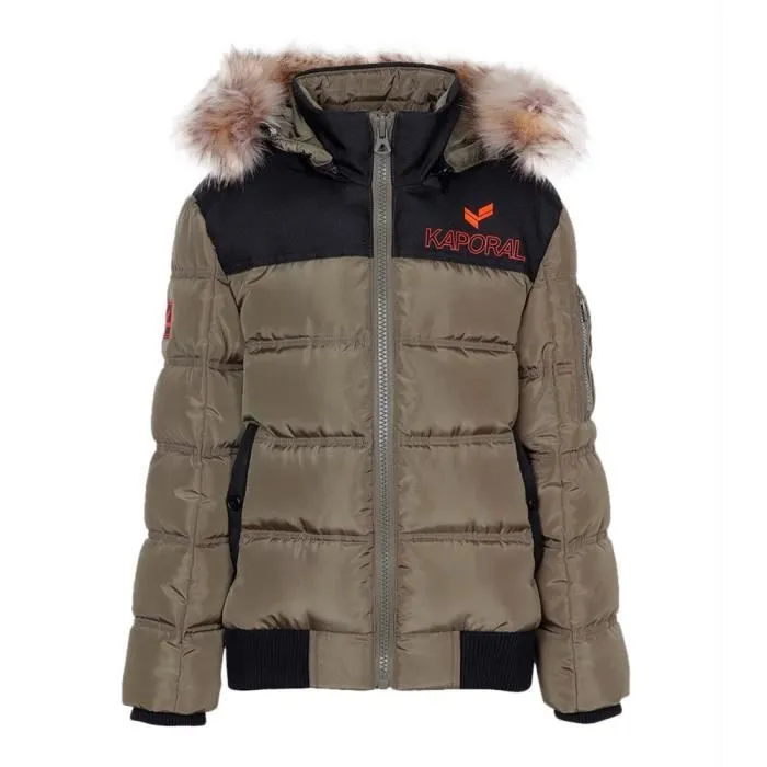 Doudoune enfant - Kaporal Momir - Kaki - Manches longues - Capuche amovible-0
