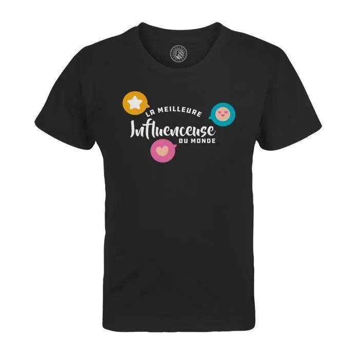 T-shirt Enfant Noir La Meilleure Influenceuse du Monde Réseaux Sociaux Internet-0