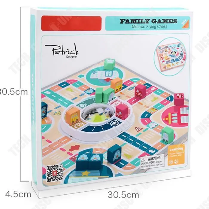 TD® Jeu de société éducatif pour enfants, jeu recto-verso, plateau multifonctionnel, jouet interactif d'échecs volant de transport-2