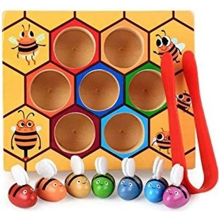 Ruche d'abeilles à associer pince classement couleurs jeu montessori-0