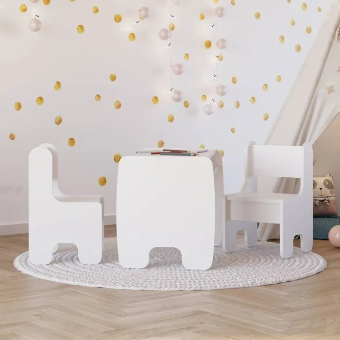 Ensemble de Table et 2 Chaises pour Enfants TIMI - blanc-2