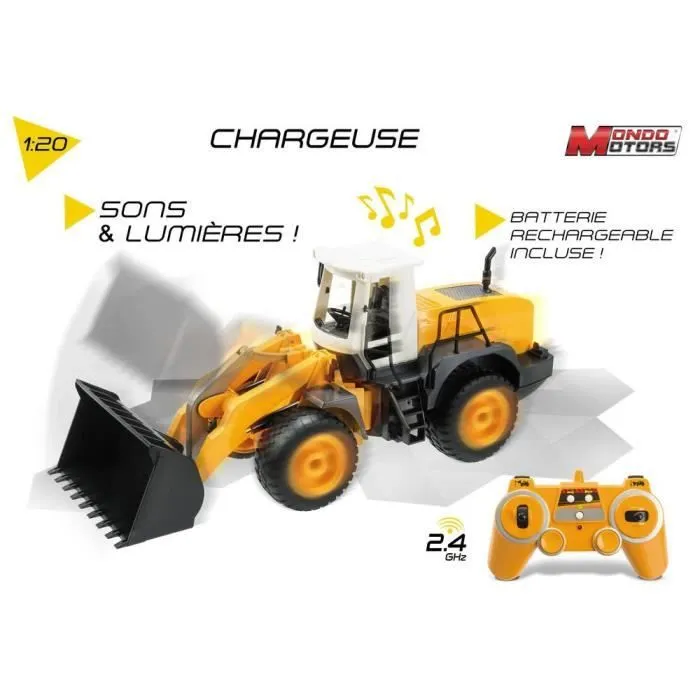 Camion radiocommandé MONDO Travaux publics Pelleteuse Chargeuse 1:20ème 43cm Garçon 3 ans-1