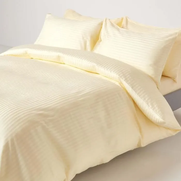 Drap-housse rayé 140 x 190 cm 100% coton égyptien 330 fils coloris Jaune pastel-3