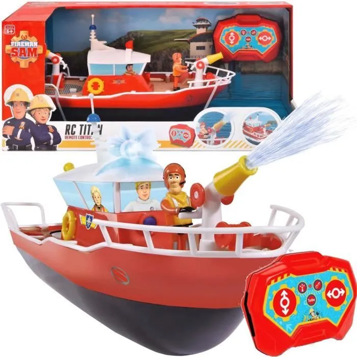 Bateau télécommandé Fireman Sam Titan - Dickie Toys - Jouet Naval - Rouge - Enfant - 5 ans-0