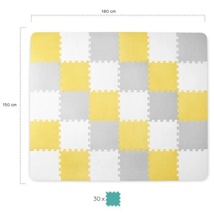 Tapis en mousse 1er age Kinderkraft LUNO - Puzzle d'eveil bébé - Jaune-3