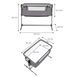 KINDERKRAFT Nest Up - Lit bébé cododo - Hauteur réglable - Pieds réglables - Sac de Transport inclus -  Gris-5