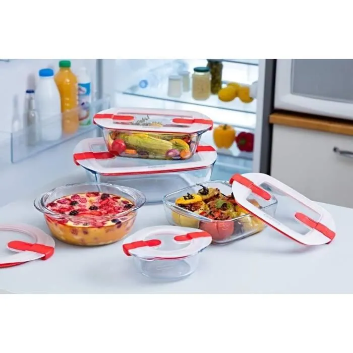 Boîte rectangulaire avec couvercle - PYREX - 1451024 - 23 x 15 cm - 1,1 L - Cook & Heat - Base en verre borosilicate-3