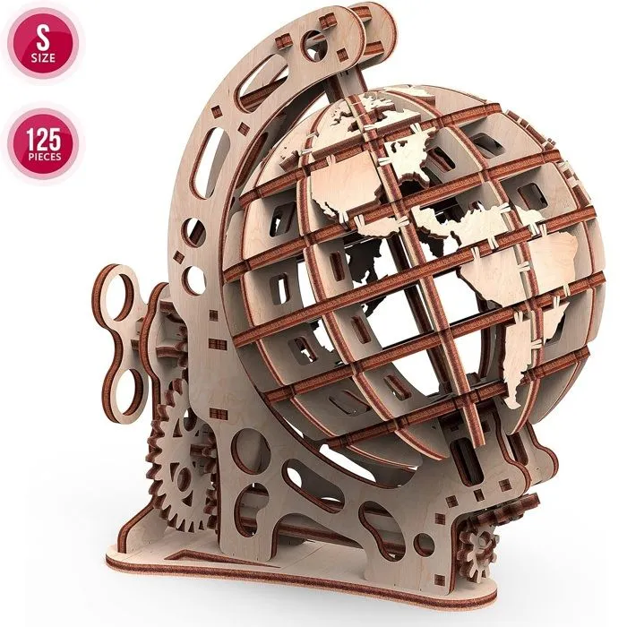 Maquette Globe Terrestre - Mr. PlayWood - 125 pièces - Bois - 17,5 x 18,5 cm - Puzzle 3D-1