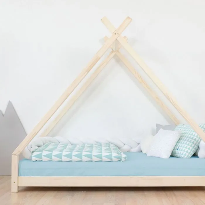 Lit tipi enfant TAHUKA 120 x 190 rose pastel-2