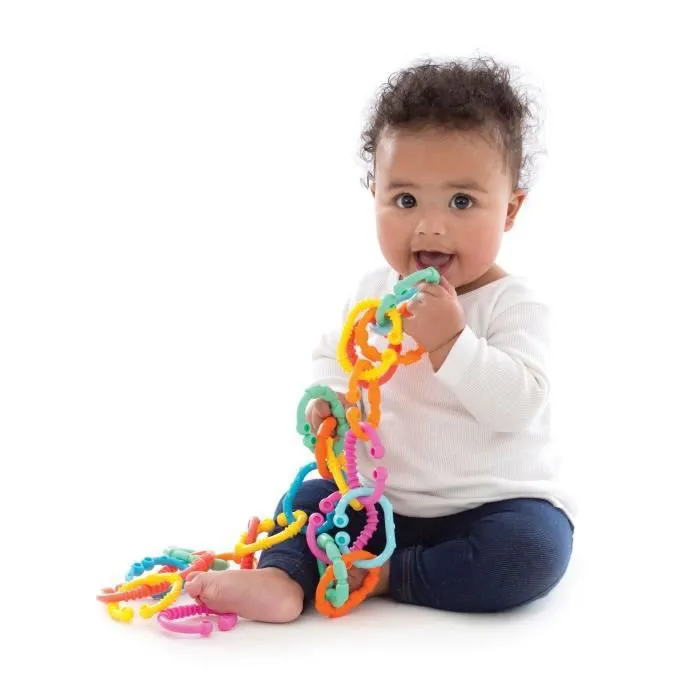 Chaine pour poussette - PLAYGRO - Anneaux en liens Loops - Maillons de dentition et colorés - Mixte-2