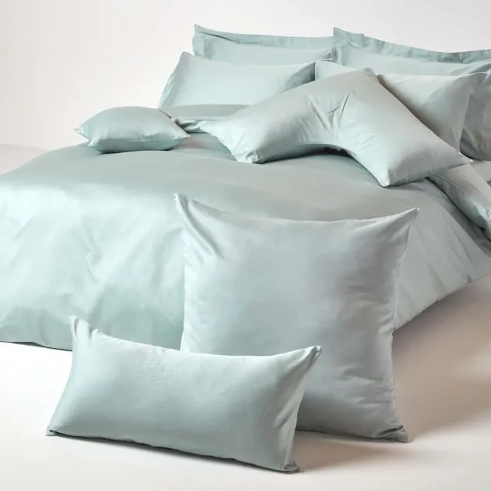Taie d'oreiller Bleu givré 100% coton BIO 400 fils 40 x 80 cm - HOMESCAPES - Rectangulaire - Uni-3