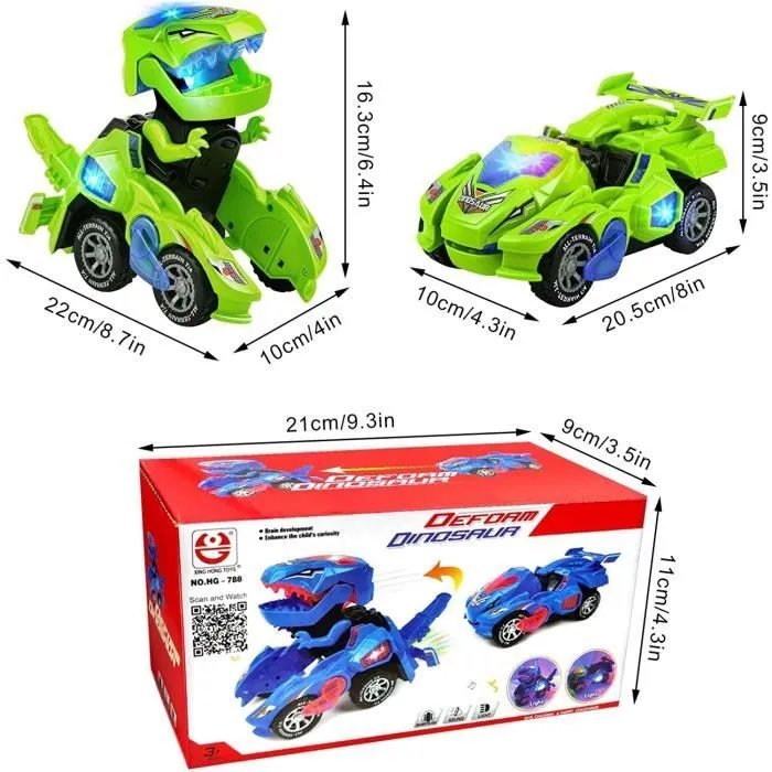 Jouet de Voiture Transformable Dinosaure - Transformers - Vert - 3 ans et plus - Intérieur - Enfant - Mixte-1