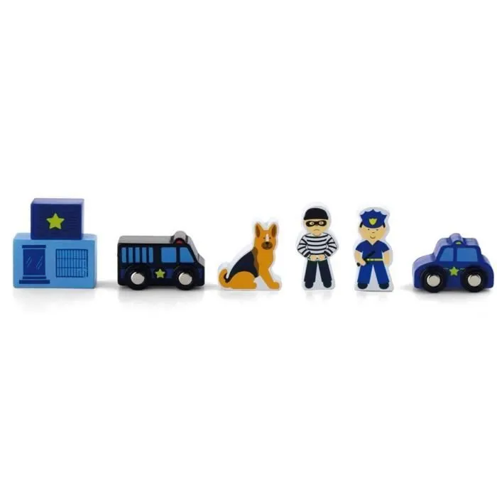 Jeu de chiffres à jouer police Viga Toys - 6 voix - Bleu - 3 ans et plus-0