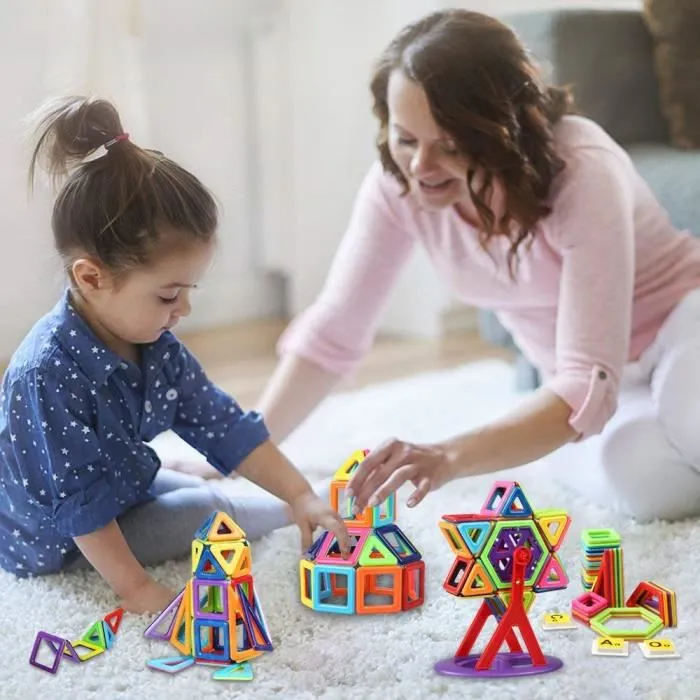 108Pièces Bloc de Construction Magnétique pour Enfant Plus de 3ans, Jeux Construction Aimanté Jouet Educatif et Créatif, Cadeau Fête-2