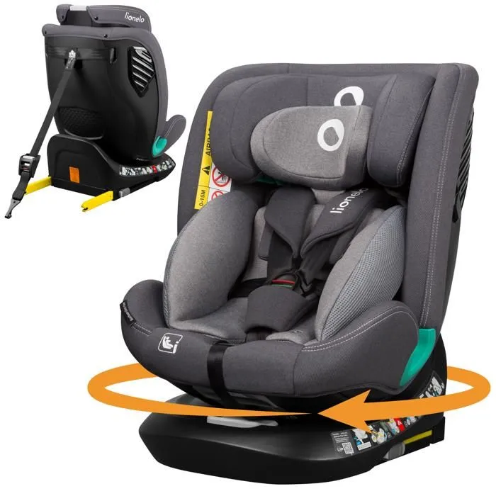 Siège-auto évolutif LIONELO Bastiaan One i-Size - Base pivotante 360° - 40-150 cm - 0 -36 kg - ISOFIX - Groupe 0+/1/2/3 - Gris-0