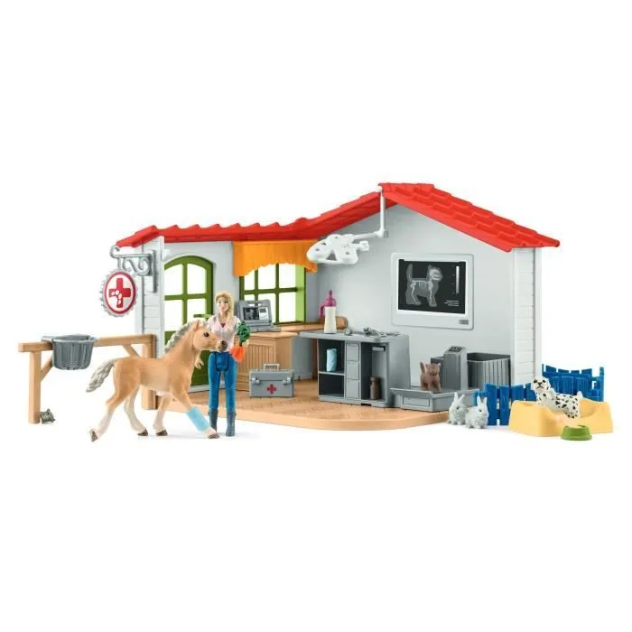 Cabinet vétérinaire avec animaux, coffret de 43 pièces avec figurine vétérinaire, animaux et accessoires, jouets animaux de la-1