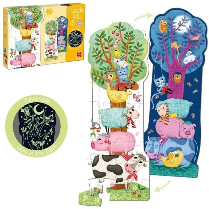 Puzzle XXL Ferme Jour/Nuit Goula - Brille dans le noir - Pour Enfant - Blanc-4